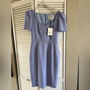 LK Bennett Lilac Midi Dress with Puff Sleeves